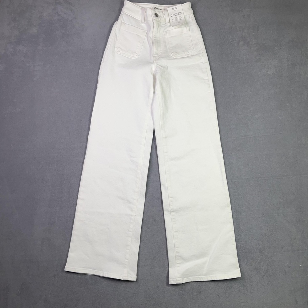 Madewell The Curvy Emmy Wide Leg Jean Womens Size 23 White Super Stretch FLAWS